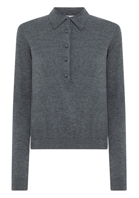 Long Sleeve Polo in Extrafine Geelong Wool with Covered Buttons - Alpha Studio ALPHA STUDIO |  | AD-41522005